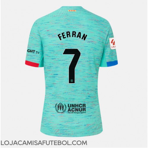Camisa de Futebol Barcelona Ferran Torres #7 Equipamento Alternativo Mulheres 2023-24 Manga Curta